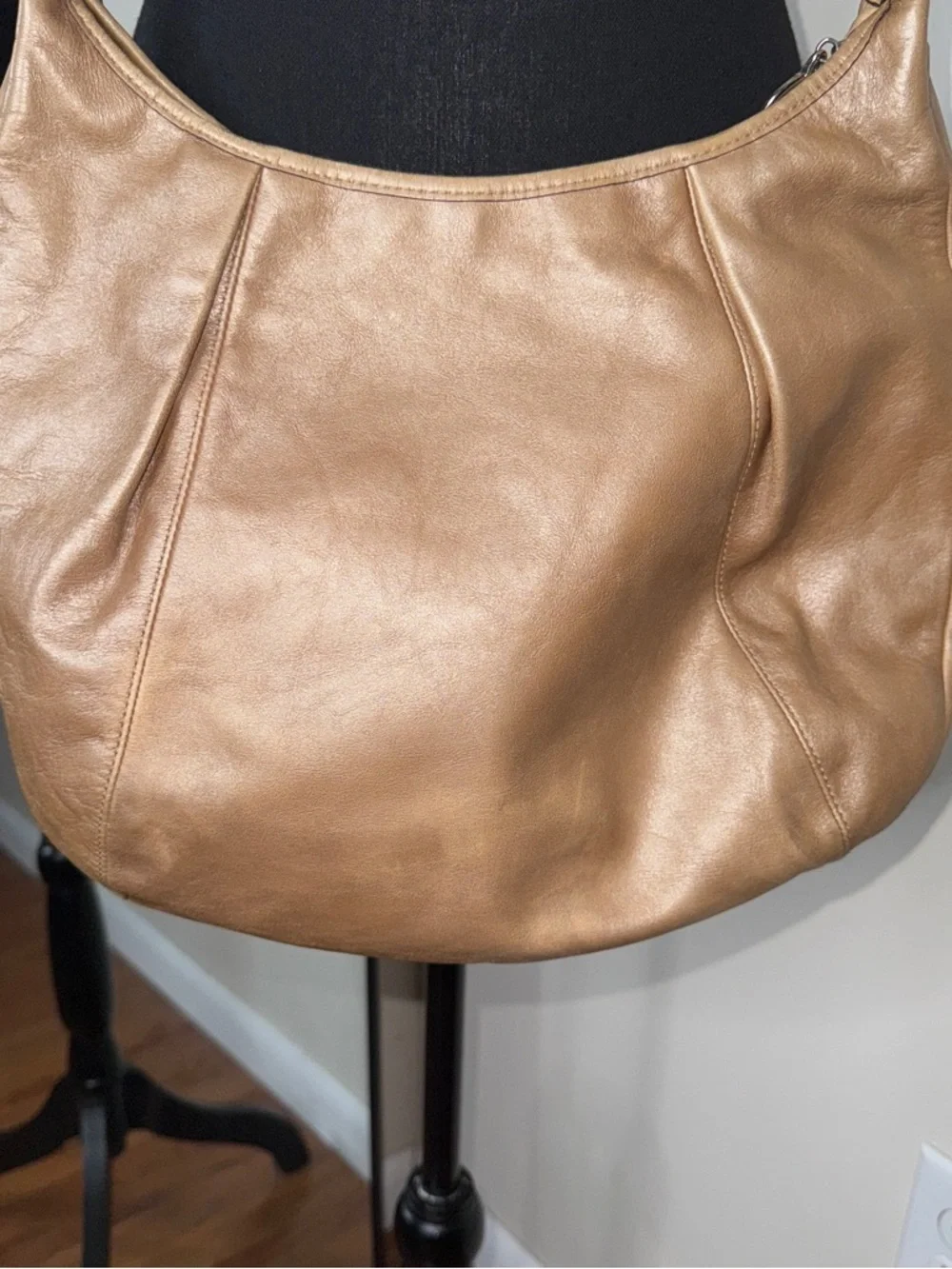 Coach Poppy Tan Shimmer Hobo Shoulder Bag Convertible Strap
